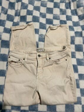 Free People Cream High-Rise Jeans